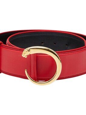 Cartier Panthère Belt 26 Red Gold Leather Canvas